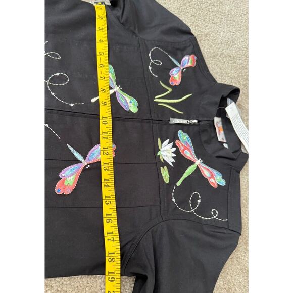 Quaker Factory Women's Jacket Size XS Black Cotton Embroidered Dragonflies NWT - Picture 14 of 16